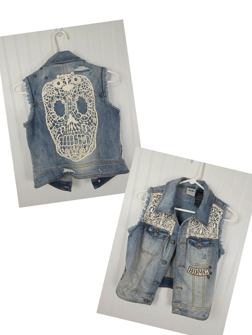 Harley Dsvidson | Denim & Crochet Vest Small